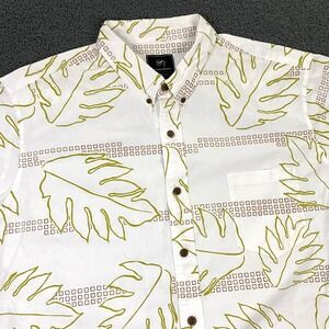 Sig Zane Designs Hawaiian Shirt Mens 3XL White Floral Palm Button Down Aloha